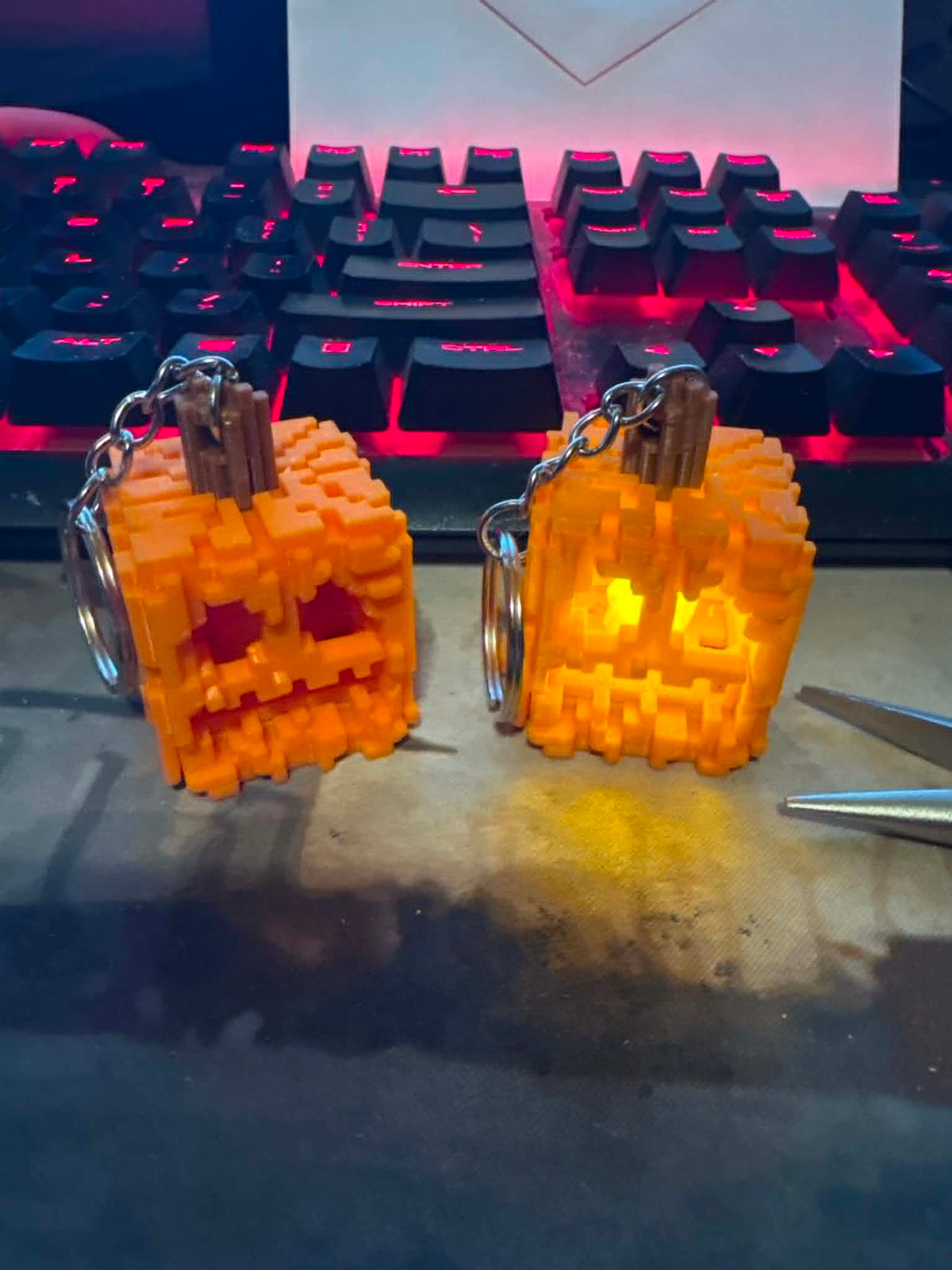 Minecraft Pumpkin Keychain