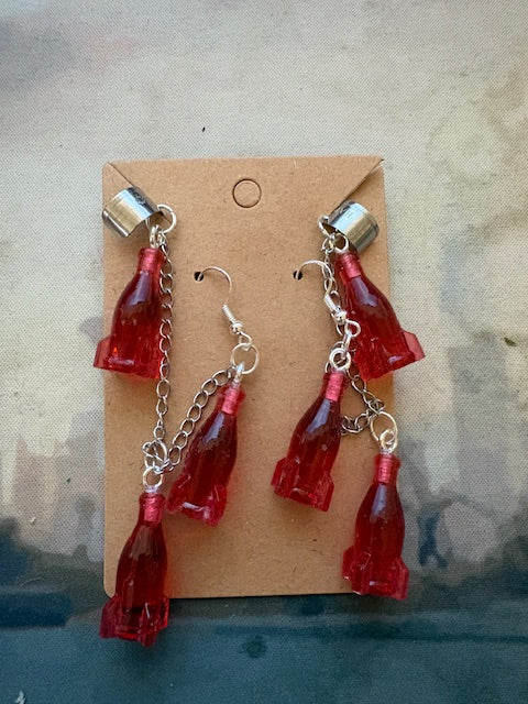 Nuka-Cola Inspired Triple Charm Drop Earring